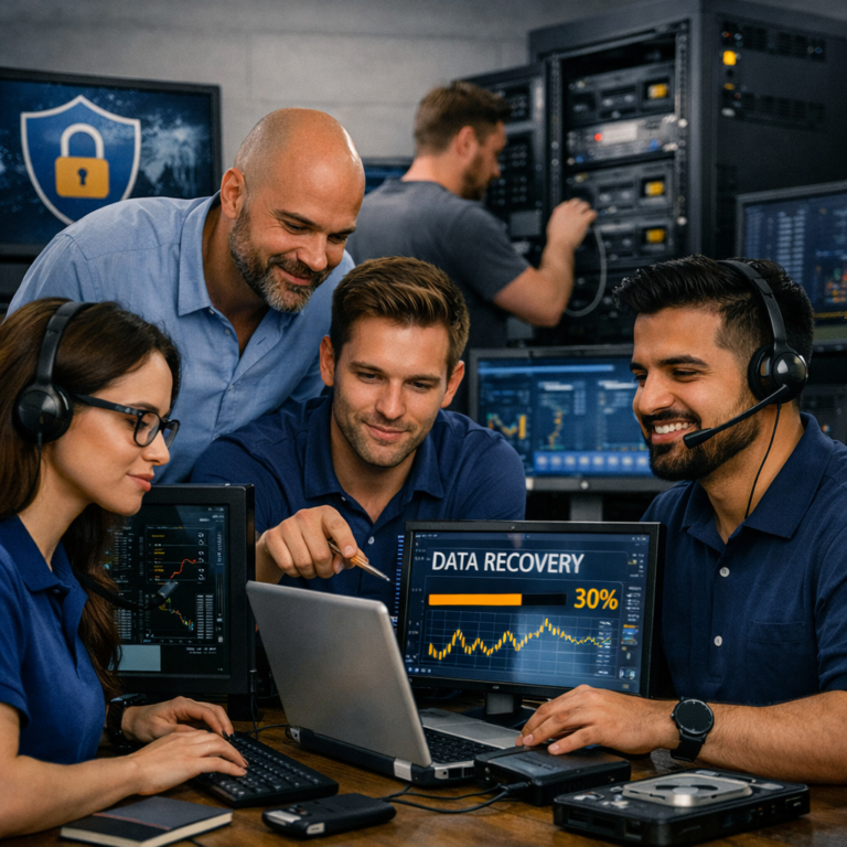 Assistenza informatica a Firenze e Calenzano con team IT durante operazione di recupero dati